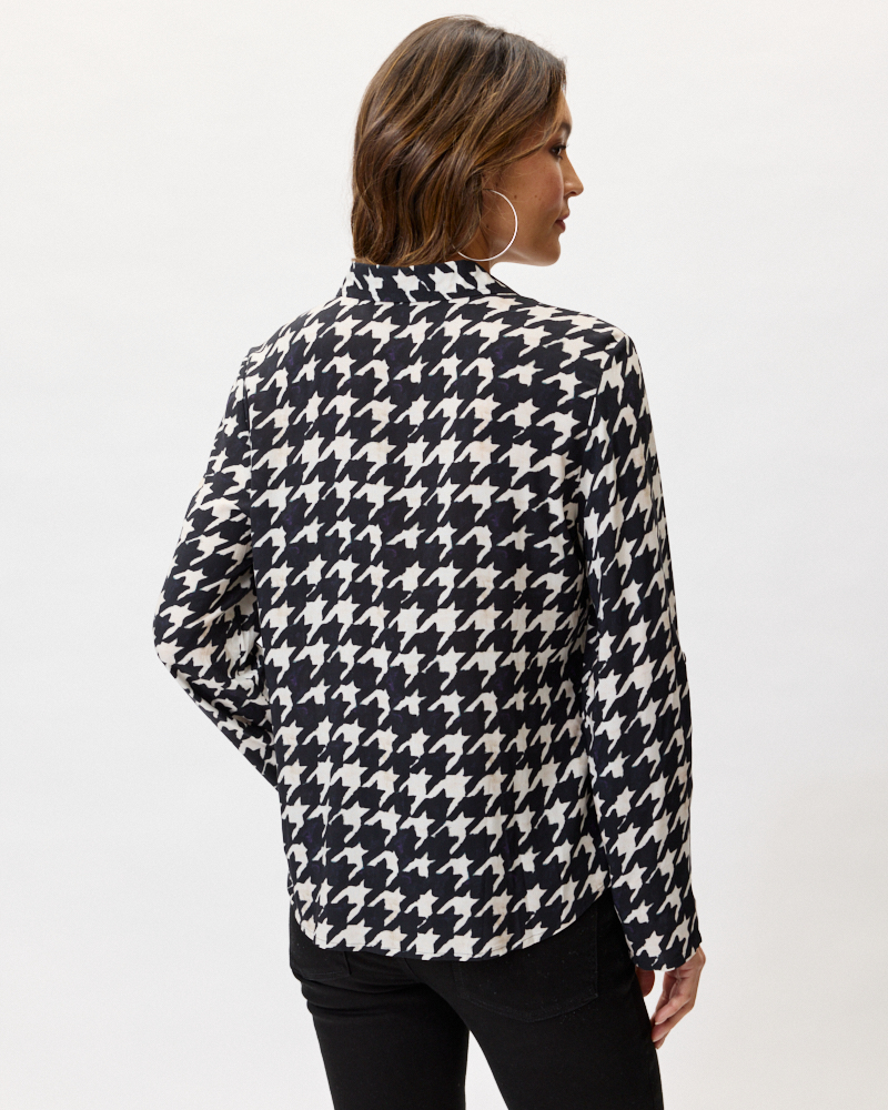Hemdbluse in Hahnentritt-Dessin