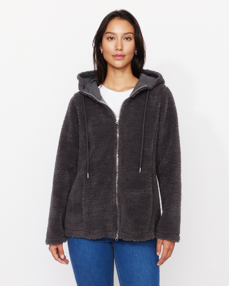 Teddyjacke mit Kapuze