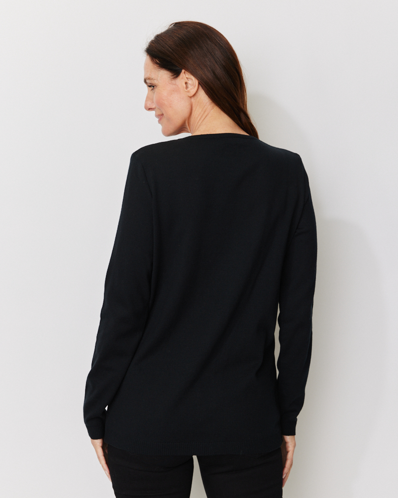 Lange Basic-Strickjacke
