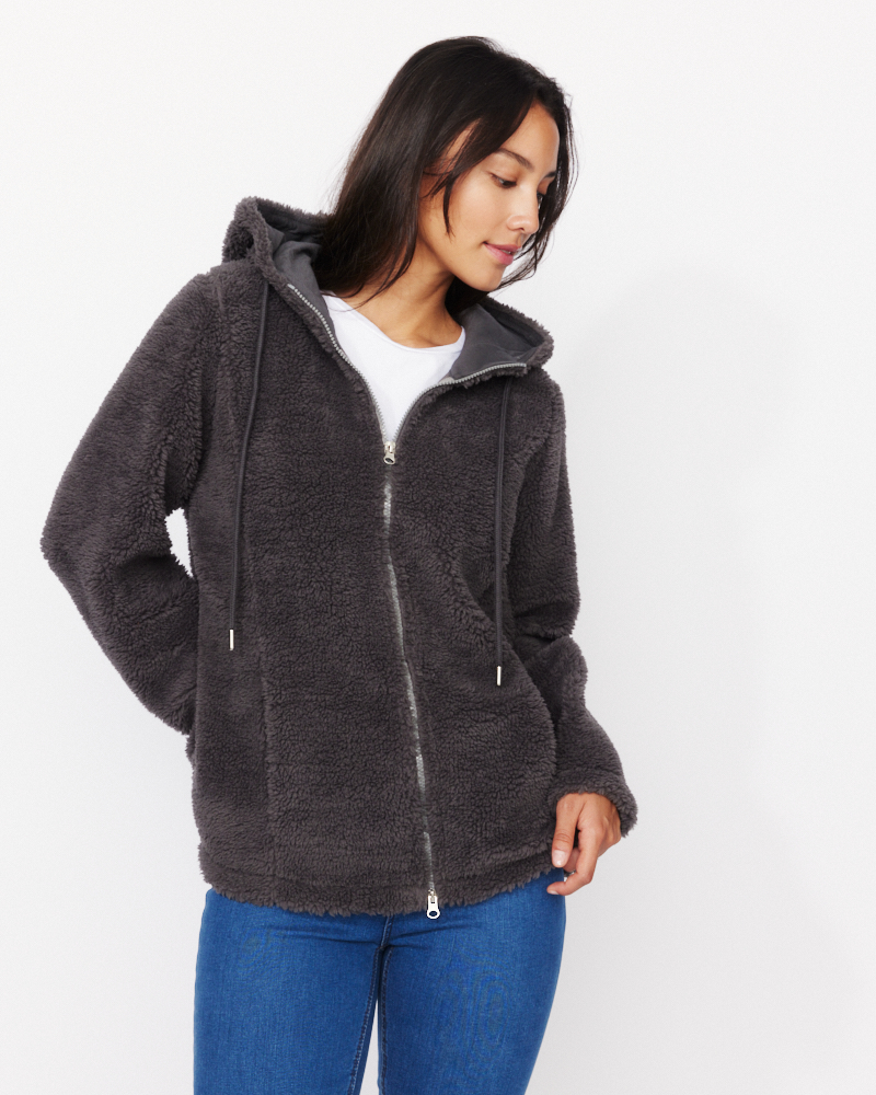 Teddyjacke mit Kapuze