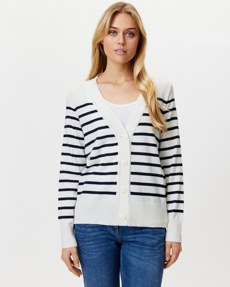 STRICKJACKE MIT BLOCKSTREIFEN