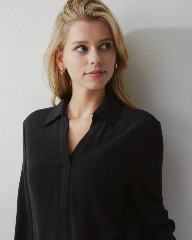 BLUSE AUS LEINEN-MIX