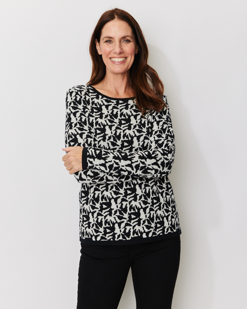 Gemusterter Feinstrickpulli