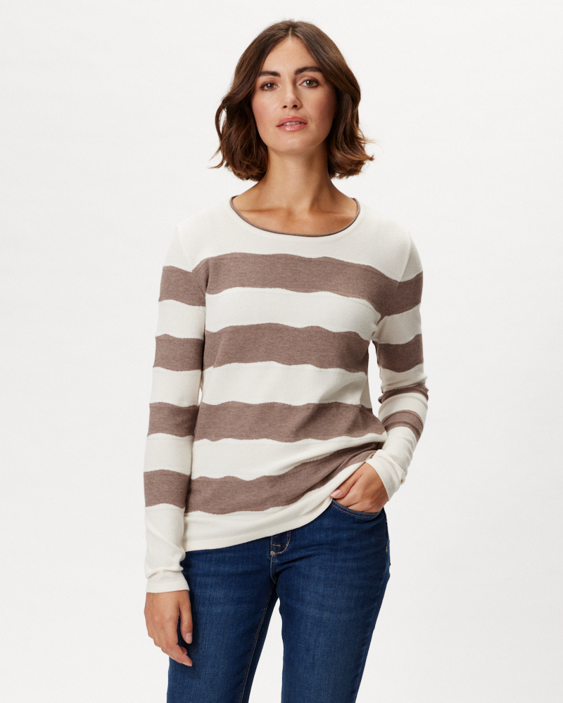 FEINSTRICKPULLI MIT BLOCKSTREIFEN