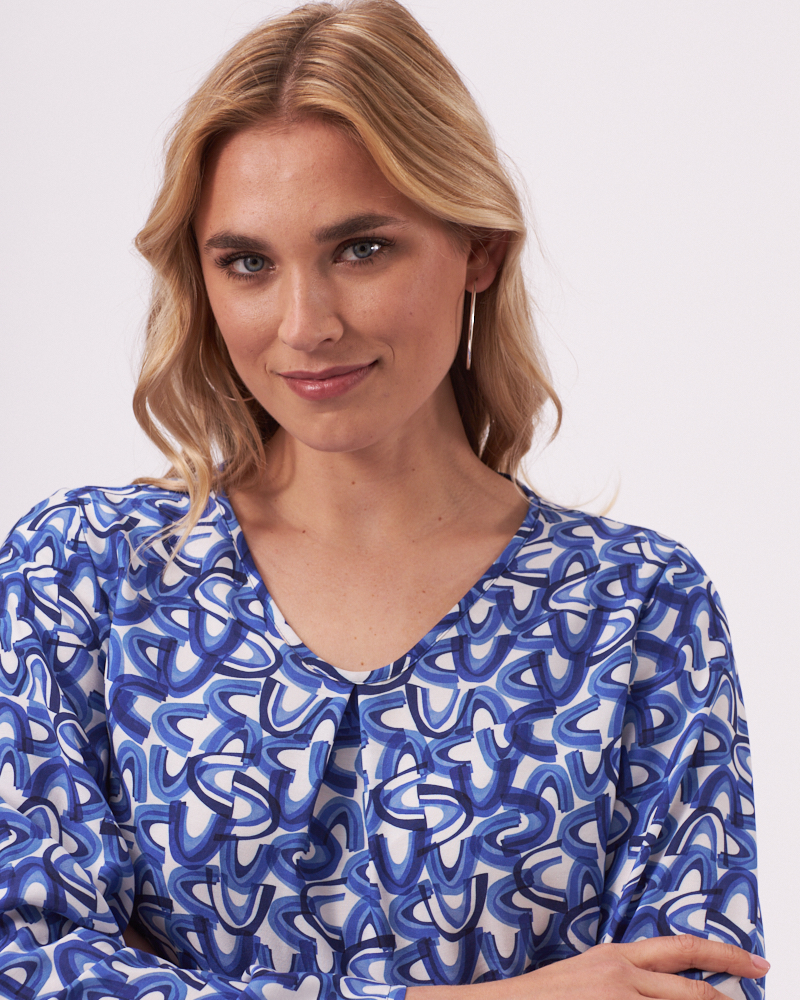 TUNIKABLUSE MIT KELLERFALTE