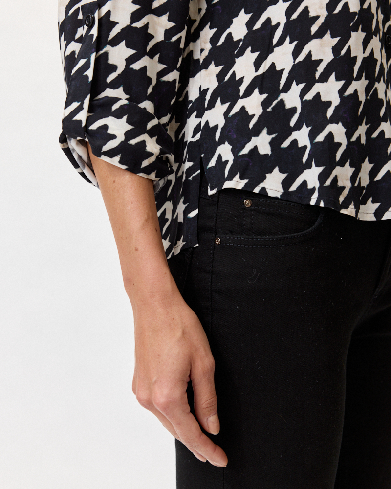 Hemdbluse in Hahnentritt-Dessin