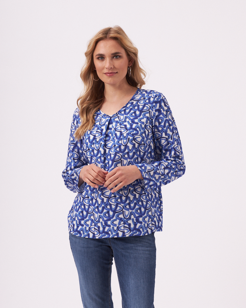 TUNIKABLUSE MIT KELLERFALTE