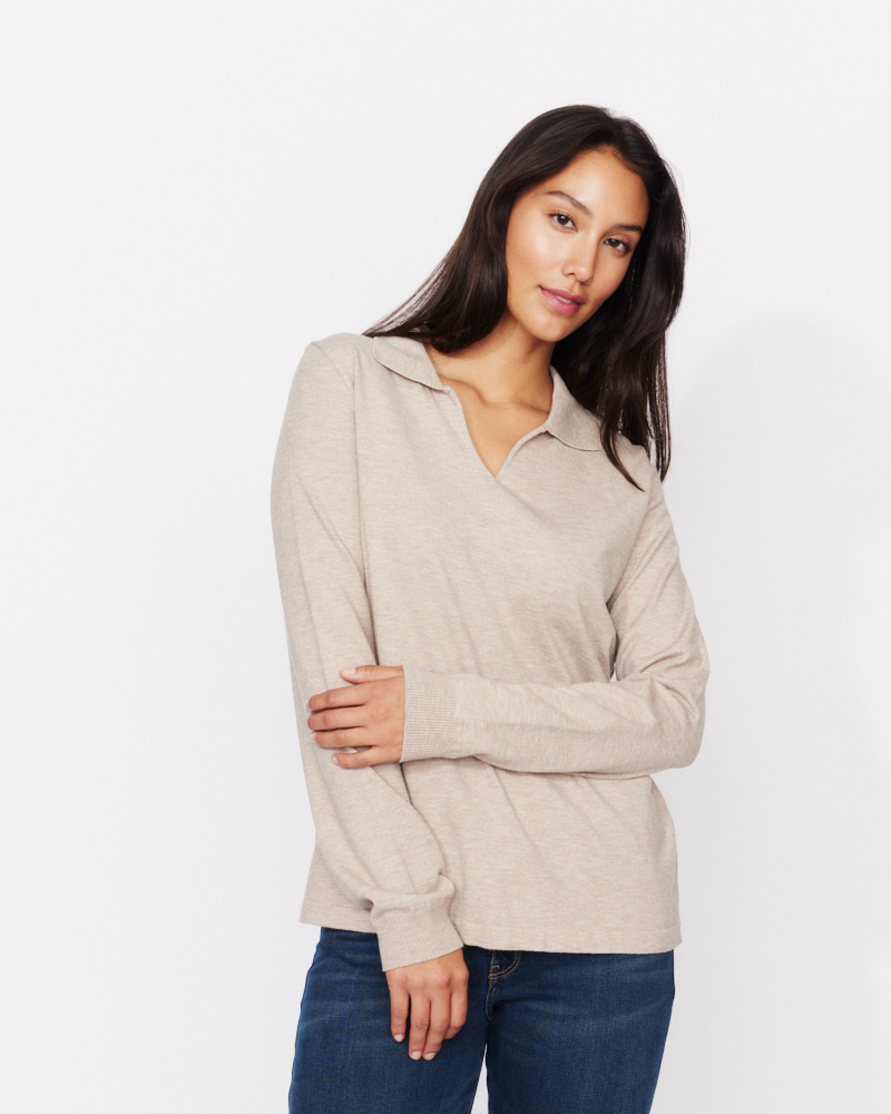 Feinstrick-Pulli mit Polokragen
