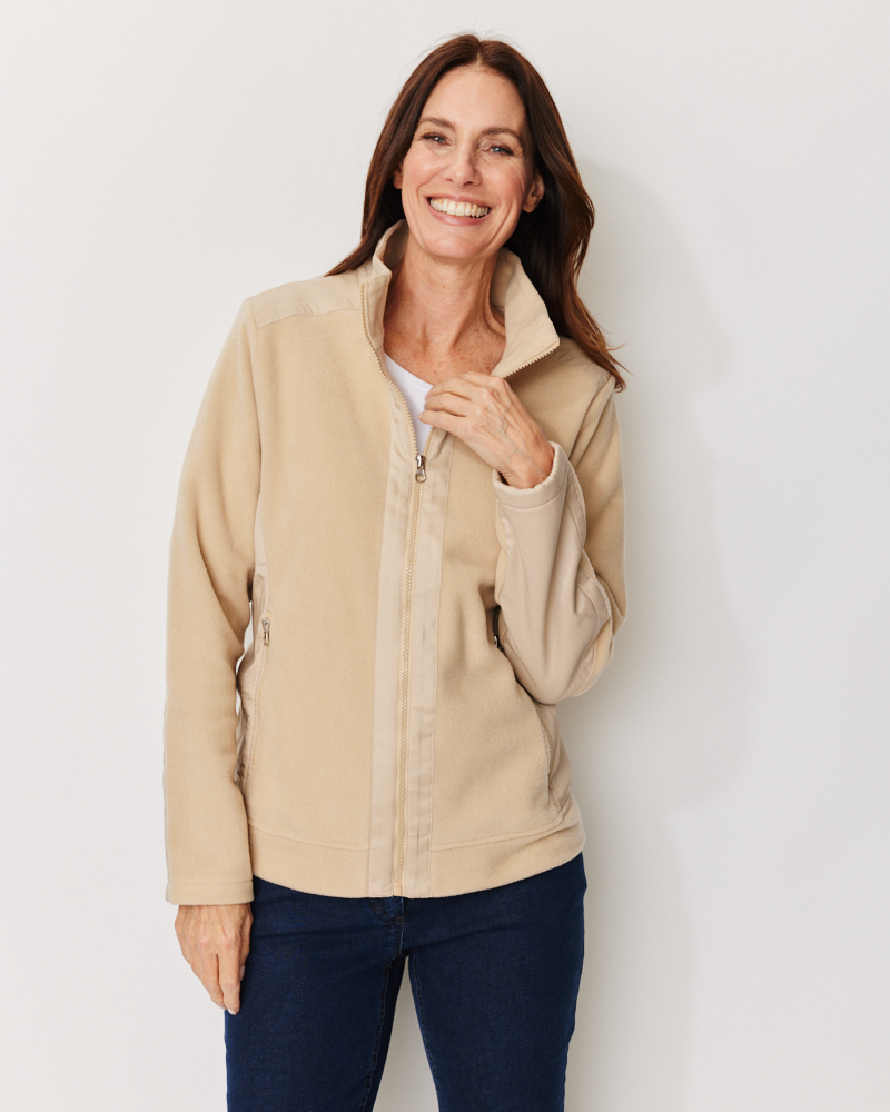 Fleecejacke mit Stehkragen