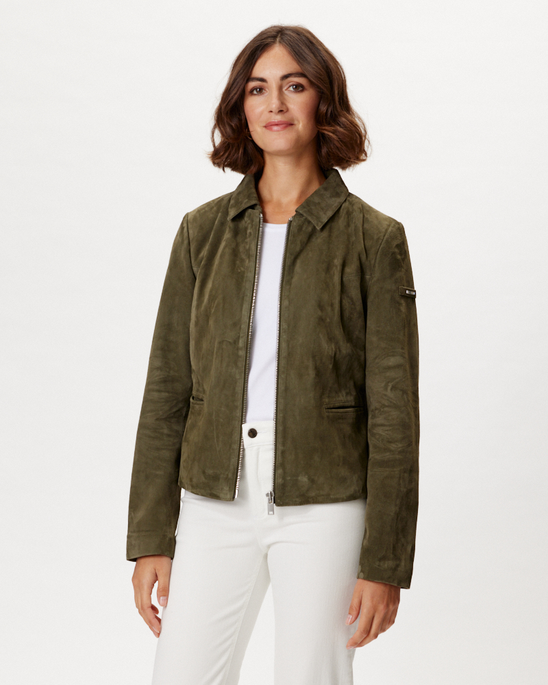 LEDERJACKE MIT ABNEHMBAREM KRAGEN