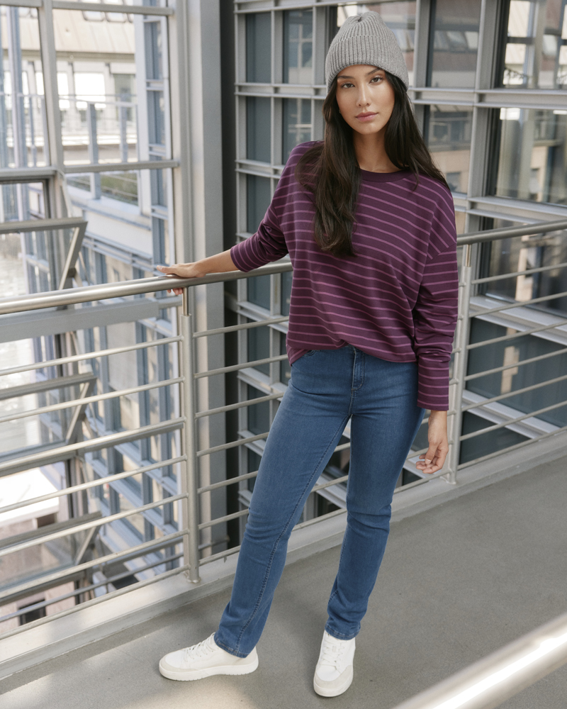 Lockeres Ringel-Sweatshirt