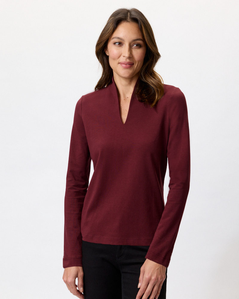 JERSEYSHIRT MIT KELCHKRAGEN