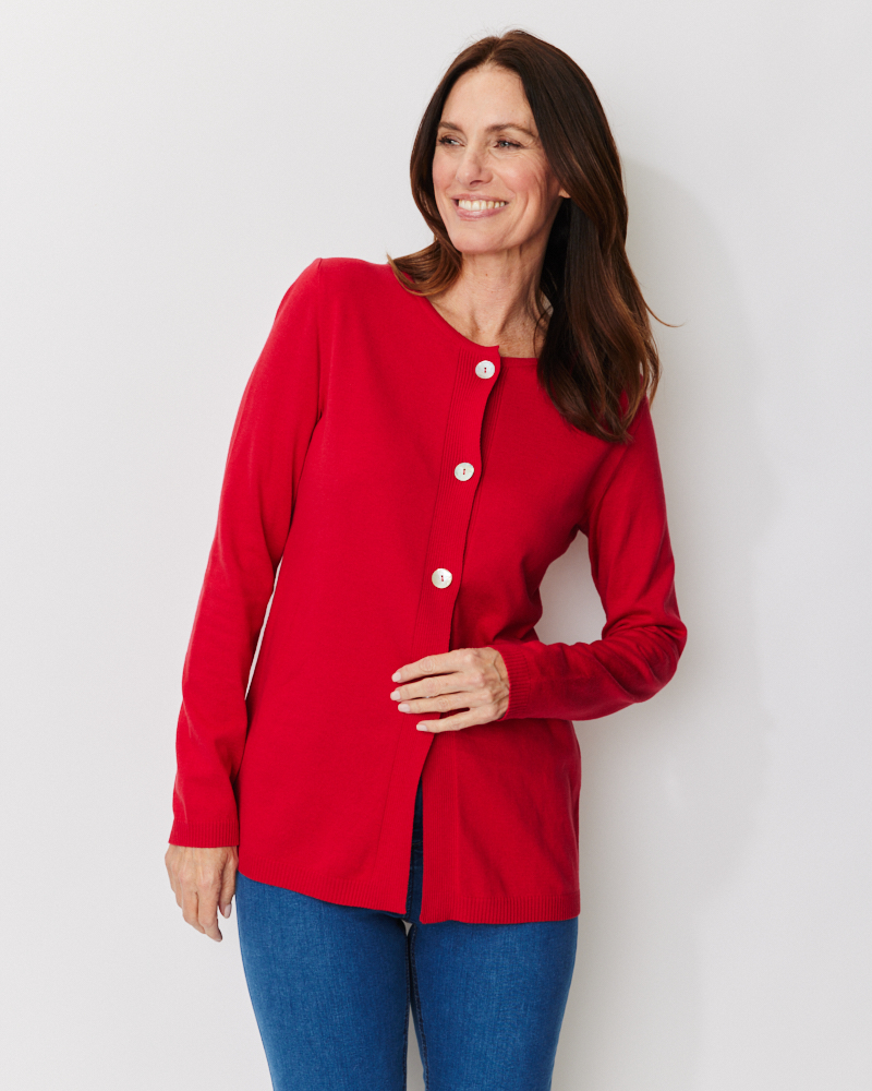 Lange Basic-Strickjacke